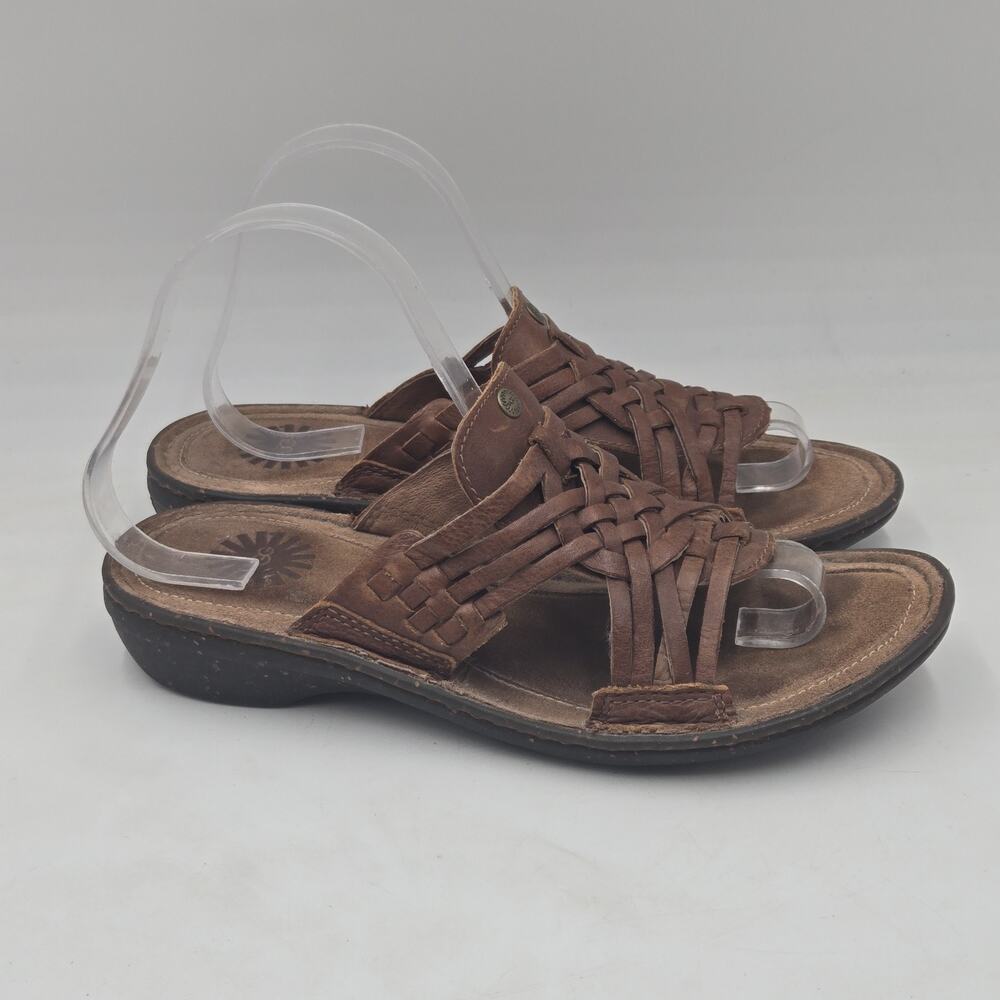 UGG Australia 90's Y2K Chunky Brown Leather Sandal Kaela Size 8 Comfort